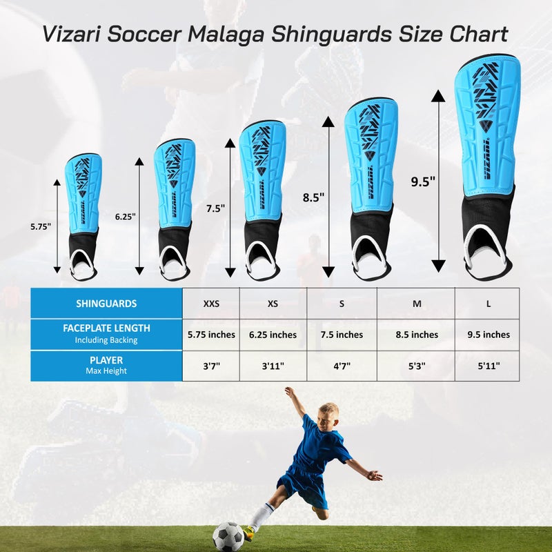 VIZARI Malaga Soccer Shinguard | Durable Soccer Shin Guard with Tough Protection & Elastic Straps | Breathable, Moisture-Wicking Youth Soccer GearProduct - Image 3